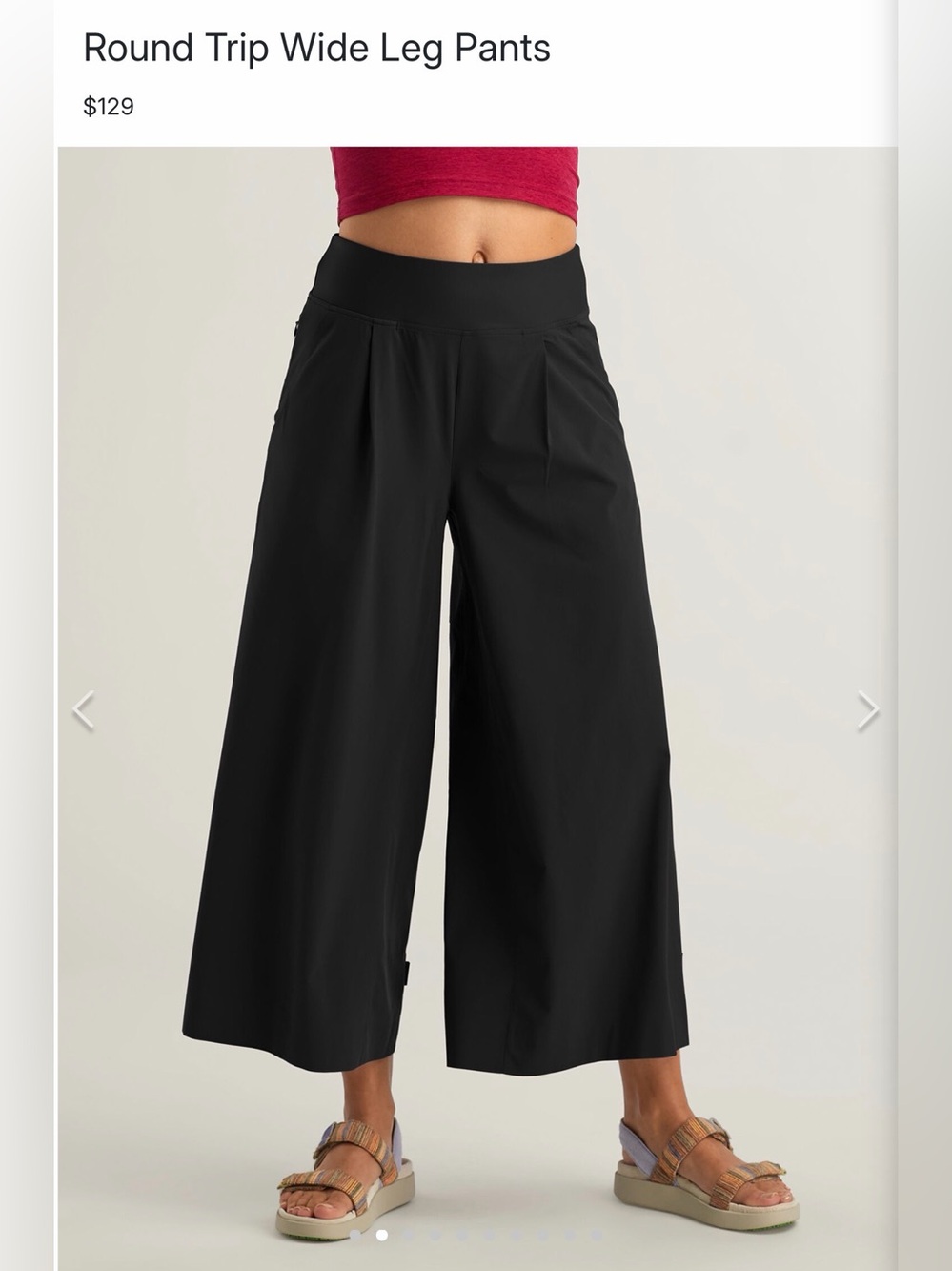 Title Nine Women's Round Trip Wide-Leg Pants Black Size M Petite Pull On Solid